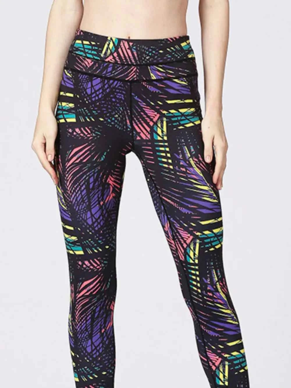 Printed Wide Waistband Active Leggings with Stirrups.