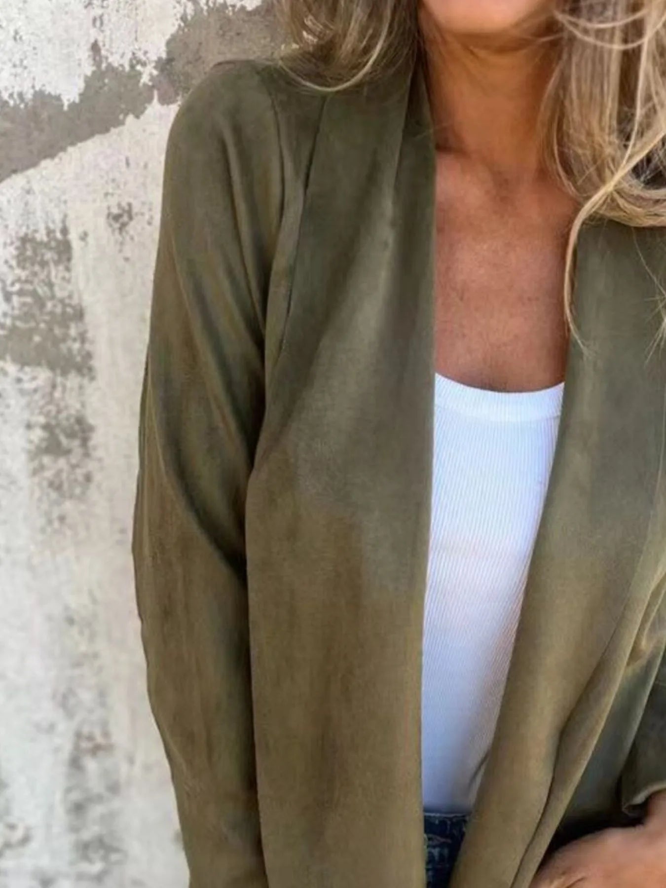 Plus Size Open Front Casual Cardigan.