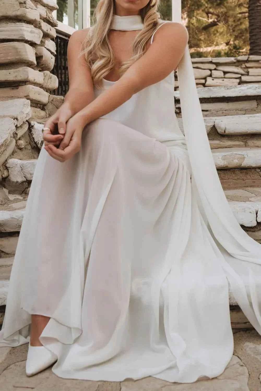 Adjustable Strap Maxi Cami Dress with Scarf.