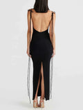 Backless Slit Sleeveless Bodycon Maxi Dress.