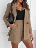One Button Lapel Collar Blazer and Shorts Set - EBYNN