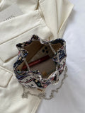 Printed Chain Bucket Bag.
