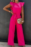 Round Neck Cap Sleeve Jumpsuit.
