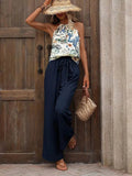 Printed Tank Top and Wide Leg Pants Set for Effortless Style - EBYNN