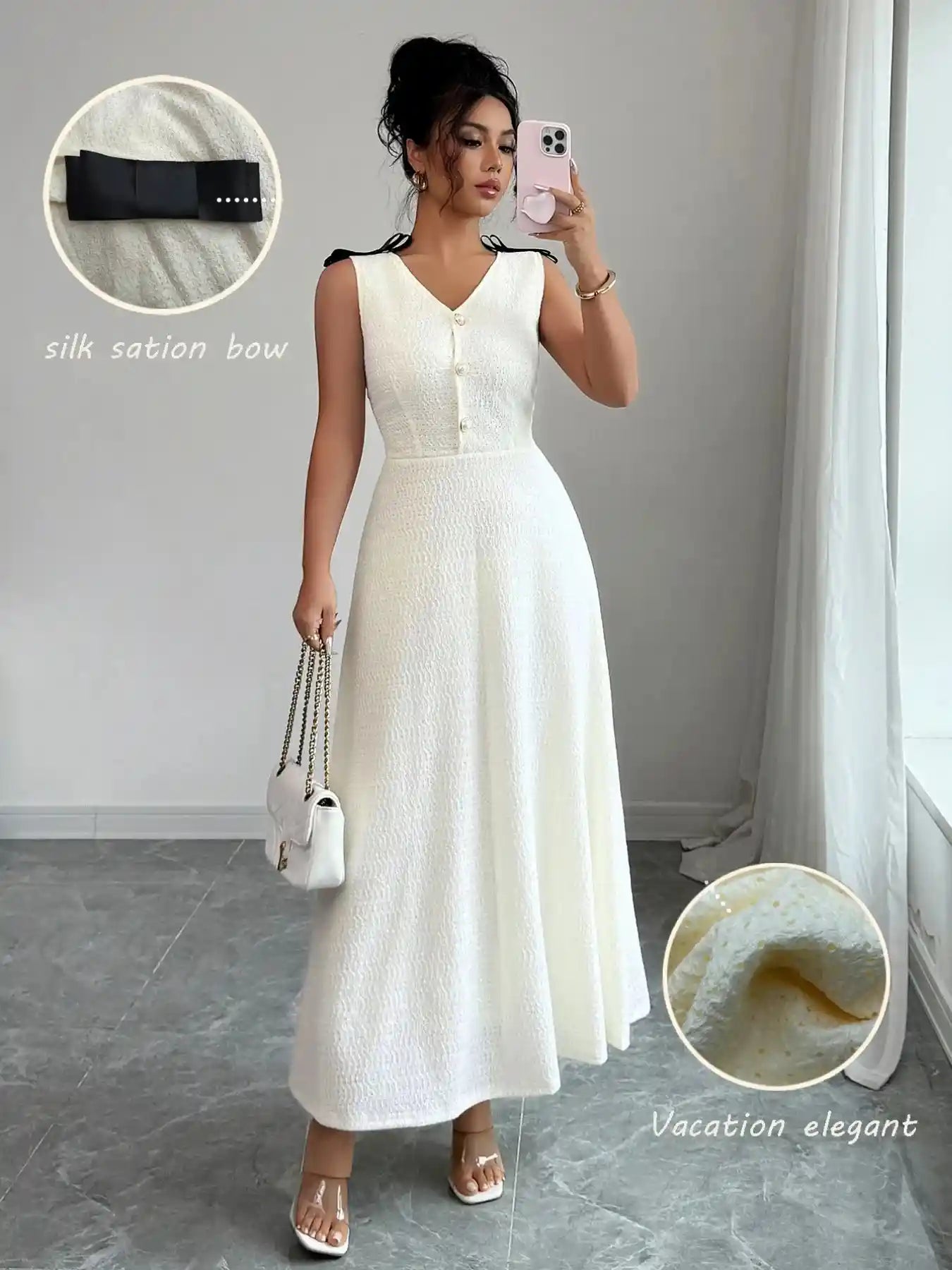 Buttoned Sleeveless Maxi Tank Dress.