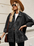 Oversized Button Up Denim Jacket with Hood.