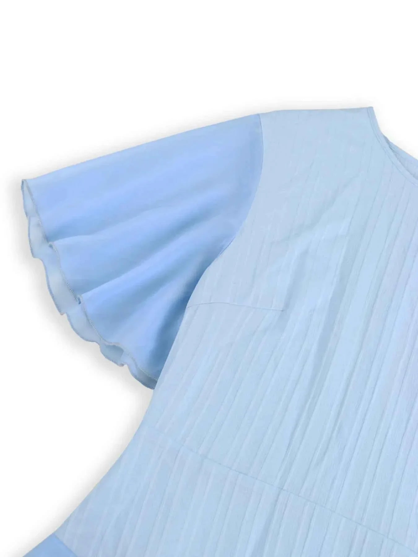 Ruffled Round Neck Flutter Sleeve Dress.