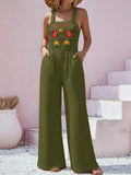 Floral Embroidered Wide Leg Jumpsuit.