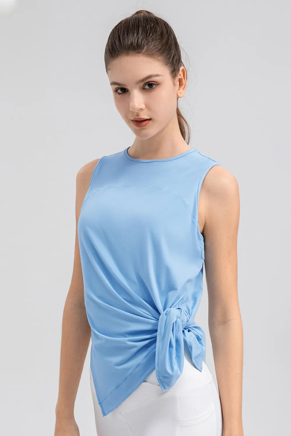 Slit Round Neck Tank Top.