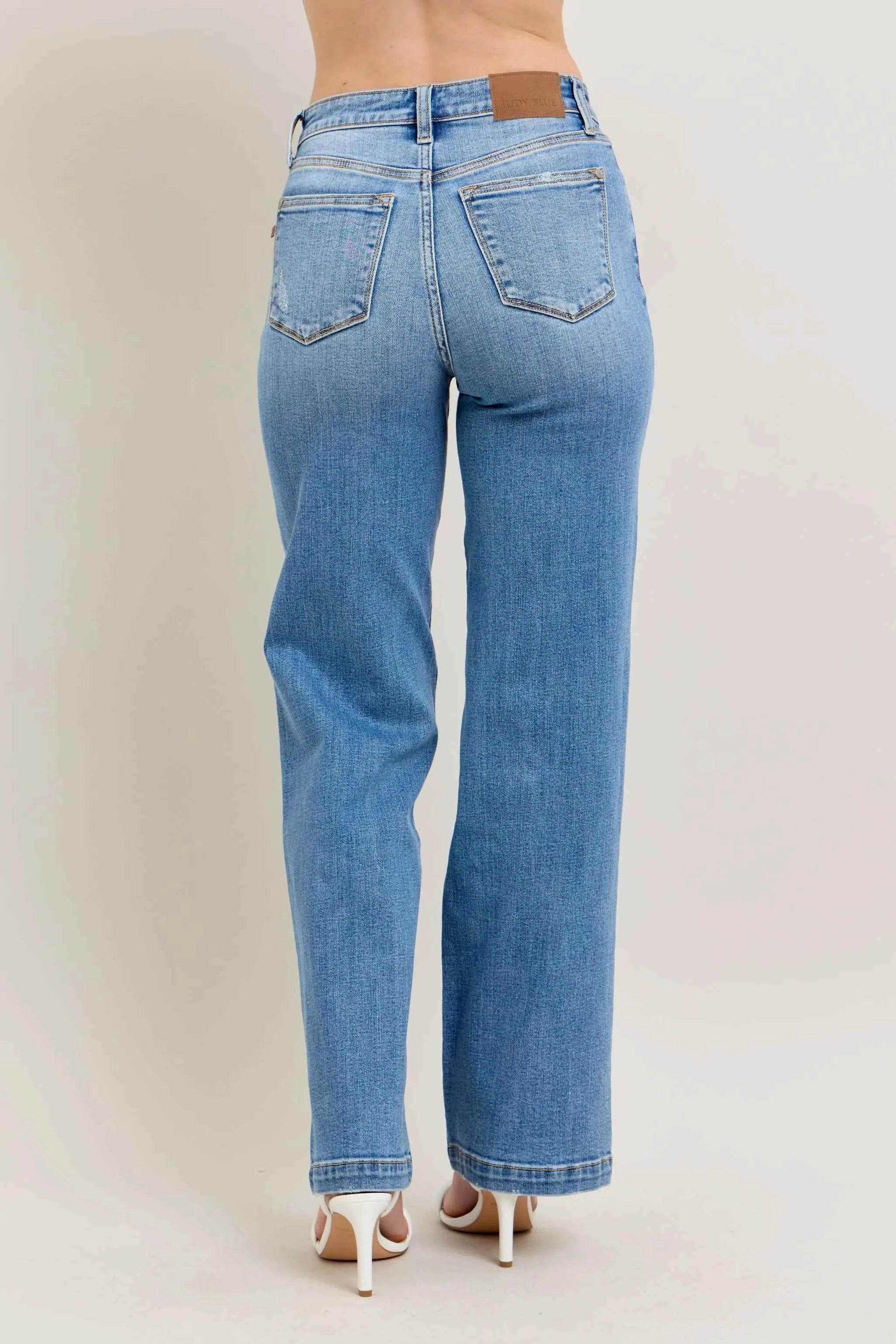 Judy Blue Plus Size High Waist Straight Leg Jeans.