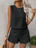 Round Neck Sleeveless Top and Shorts Set - EBYNN