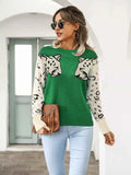 Leopard Print Round Neck Sweater.