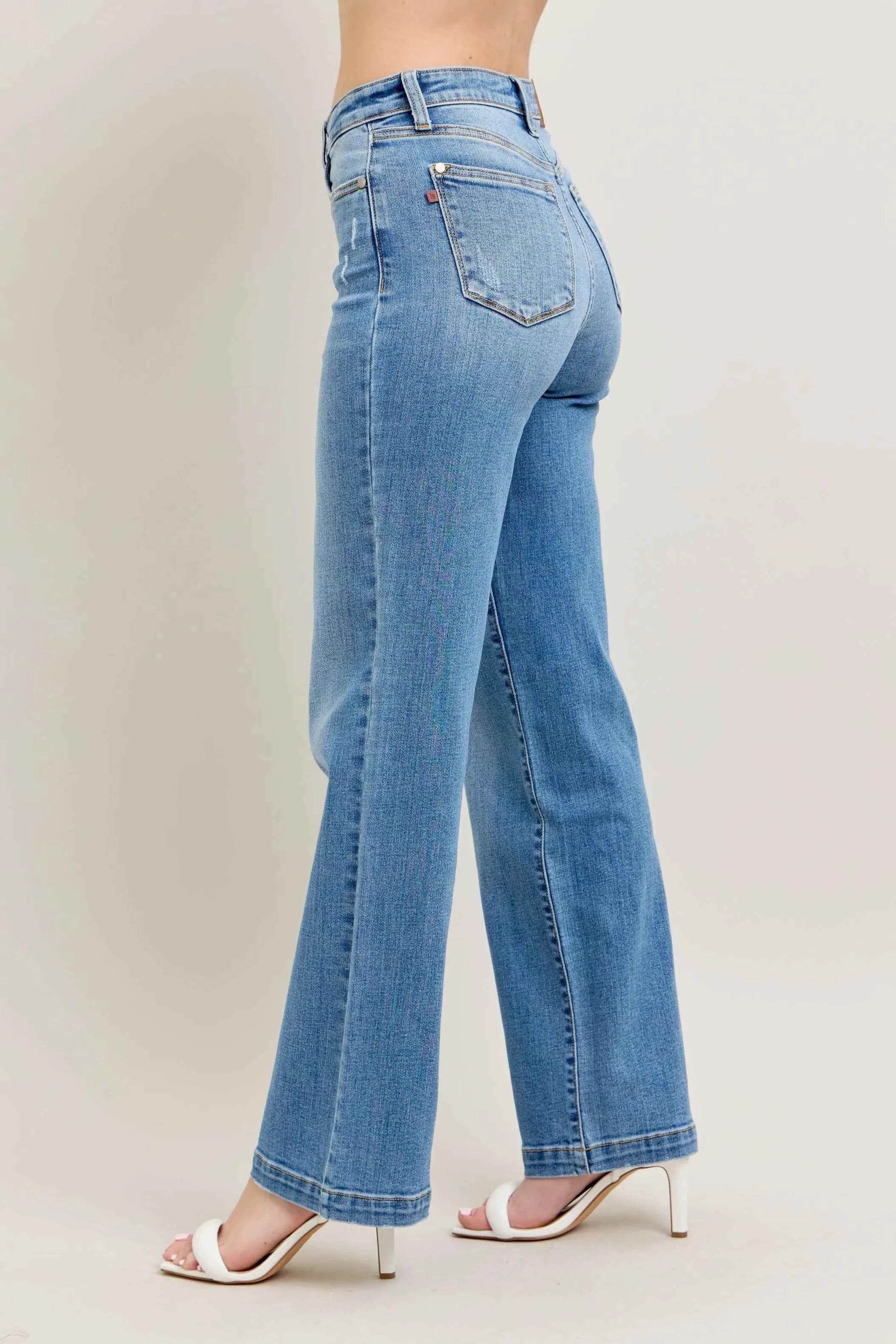 Judy Blue Plus Size High Waist Straight Leg Jeans.