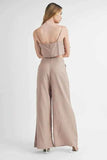 Linen Mix Crop Cami and Wide Leg Pants Set - EBYNN