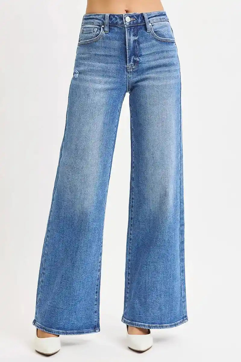 RISEN Full Size High Rise Wide Leg Jeans Plus Size.
