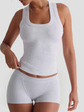 Ribbed Tank Top and Shorts Active Set.
