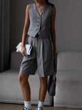 V-Neck Vest and Pants Two-Piece Blazer Set.