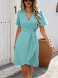 Surplice Short Sleeve Mini Dress.