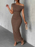Textured Single Shoulder Maxi Dress.