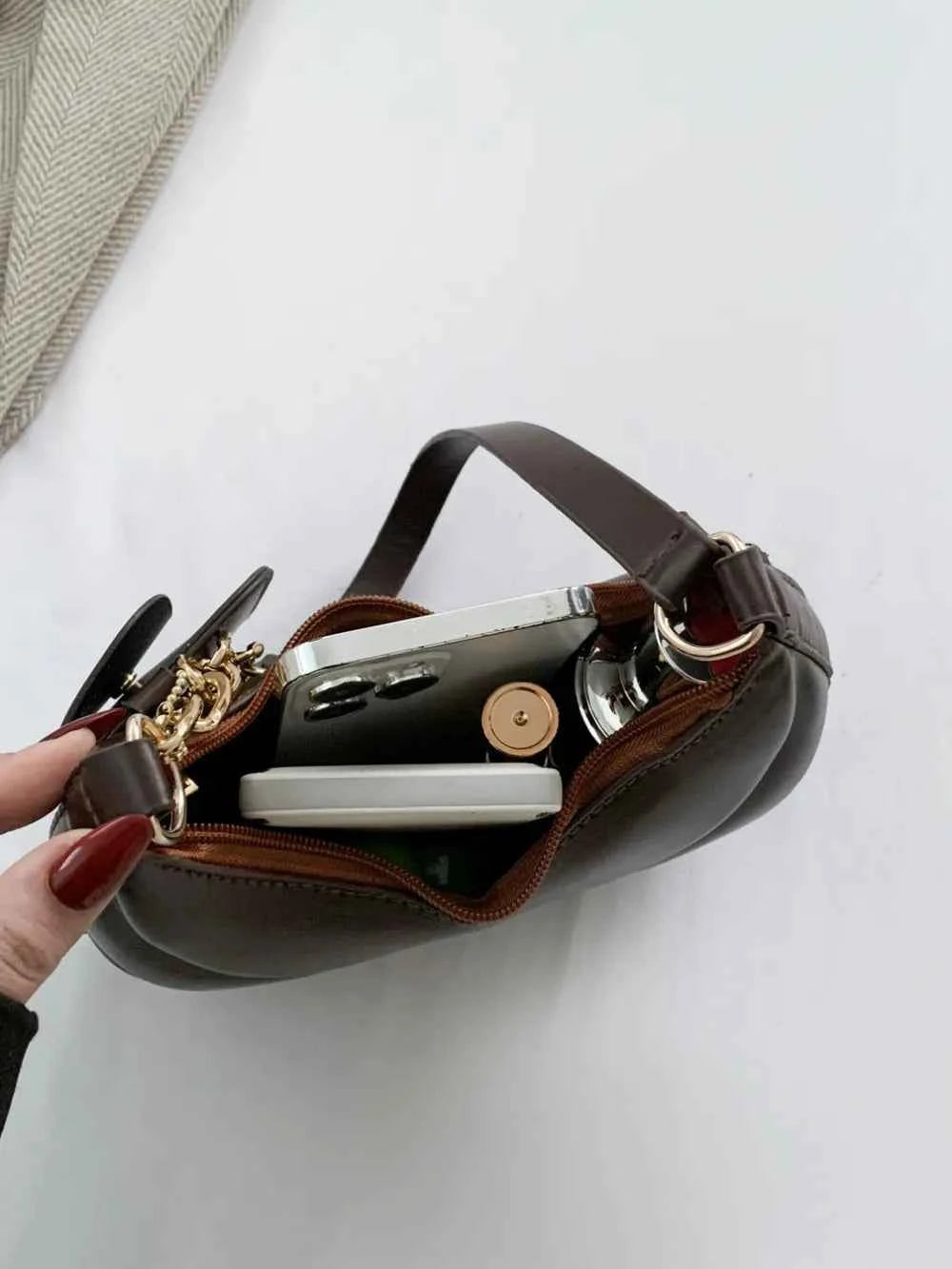 PU Leather Medium Shoulder Bag with EarPods Compartment.
