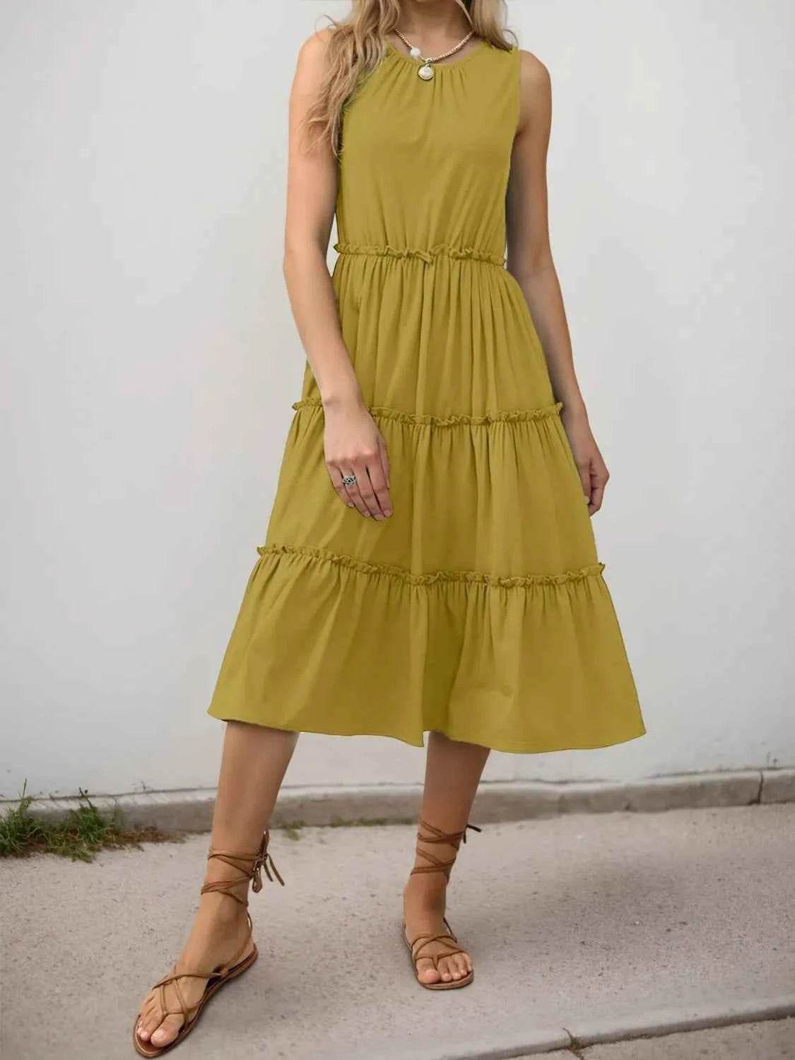 Frill Tiered Midi Dress.