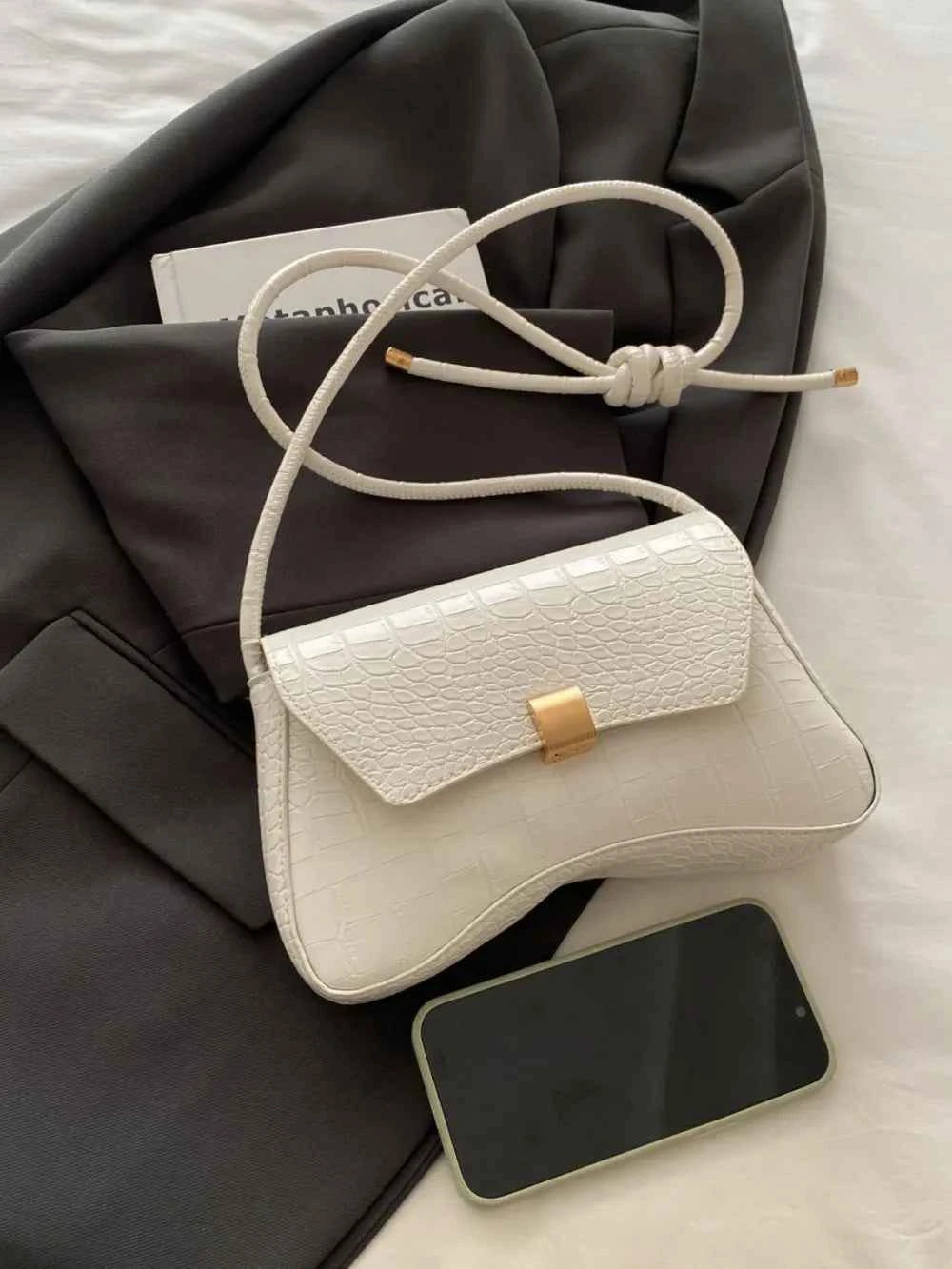 PU Leather Crossbody Bag with Texture.