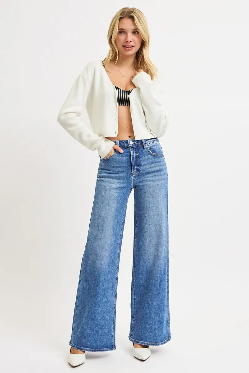 RISEN Full Size High Rise Wide Leg Jeans Plus Size.
