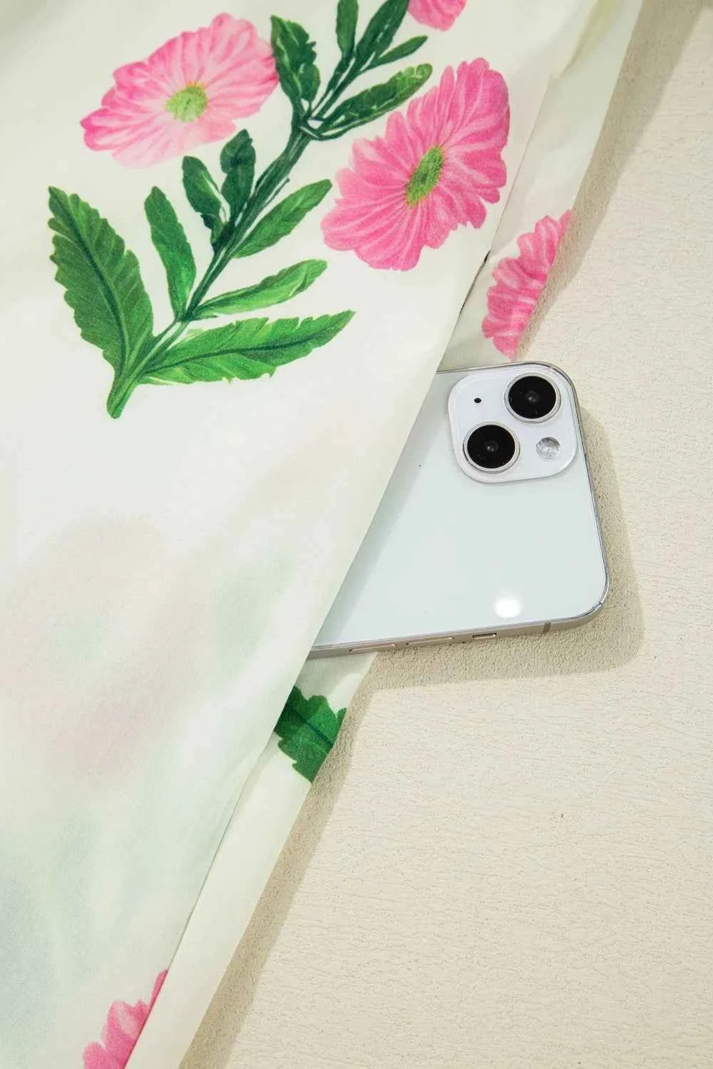 Floral Print Flutter Sleeve Mini Dress.