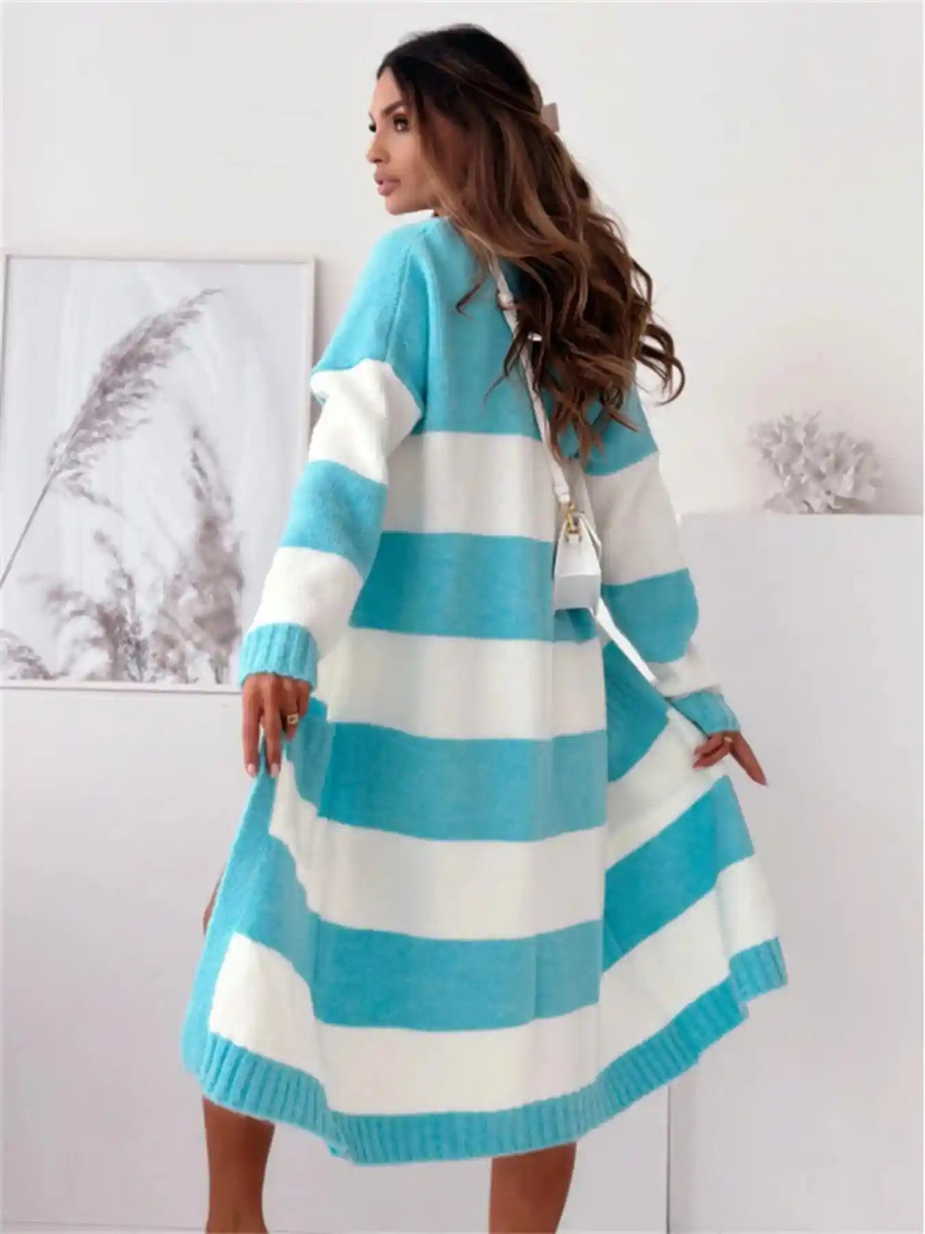 Color Block Oversized Open Front Cardigan.