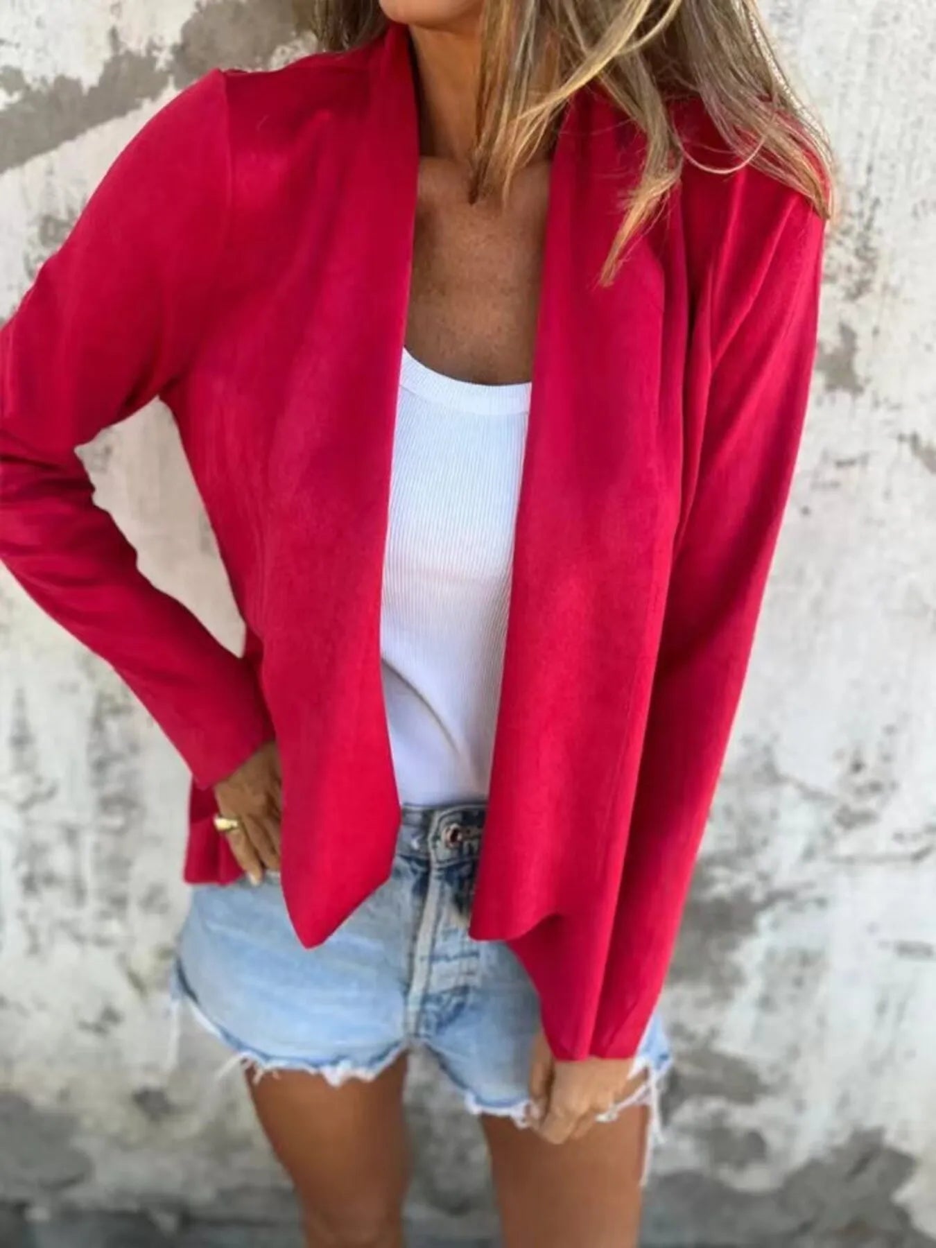 Plus Size Open Front Casual Cardigan.