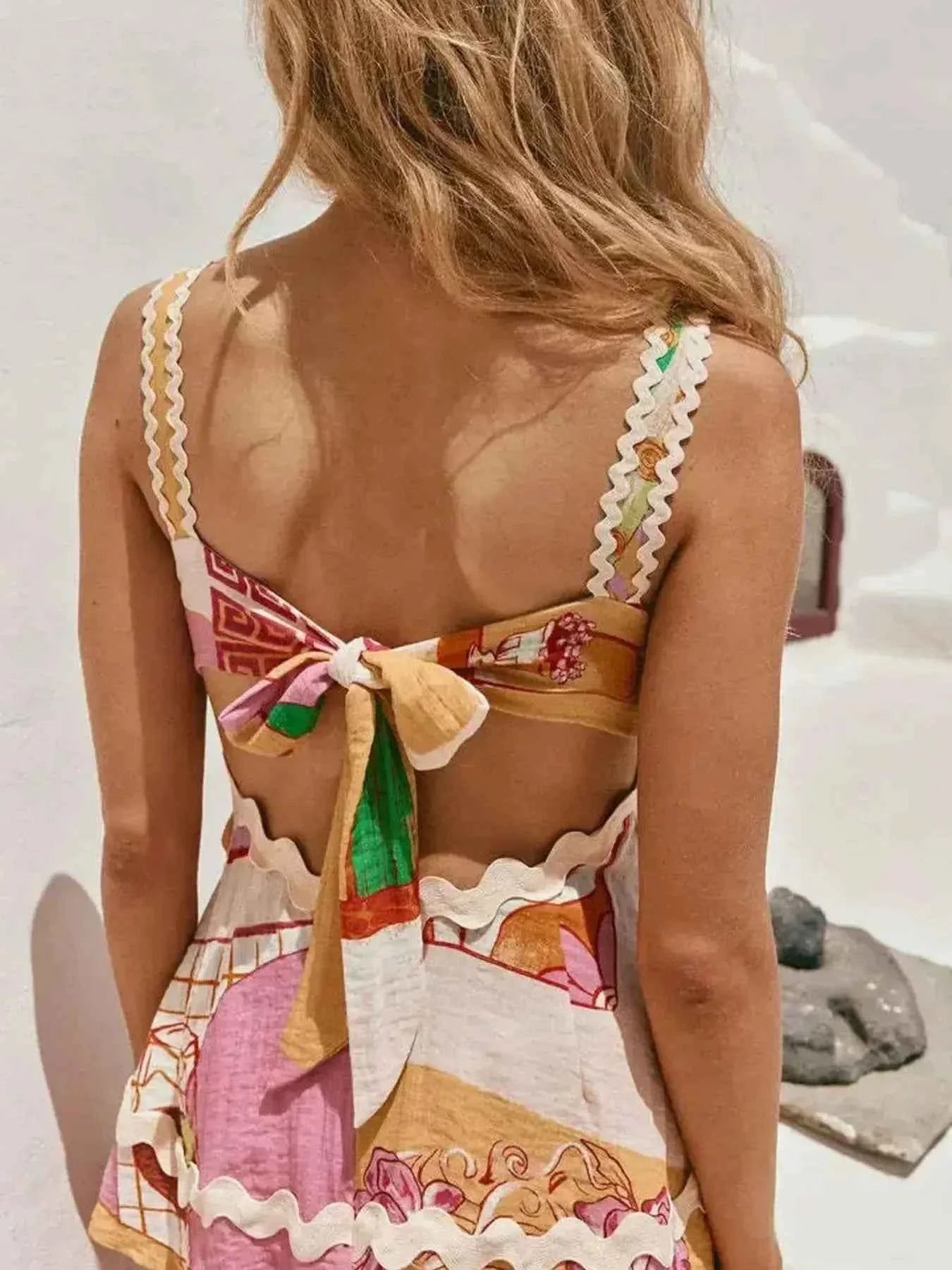 Tie Back Printed Cami and Pants Set.