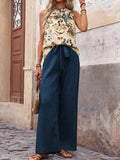 Printed Tank Top and Wide Leg Pants Set for Effortless Style - EBYNN