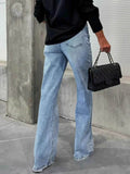 High-Waist Raw Hem Stretch Jeans.