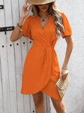 Surplice Short Sleeve Mini Dress.