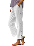 Casual Plus Size Wide Leg Button Decor Pants.