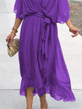 Plus Size Full Size Flowy Tie Front Midi Dress.