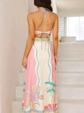 Halter Neck Printed Maxi Dress.