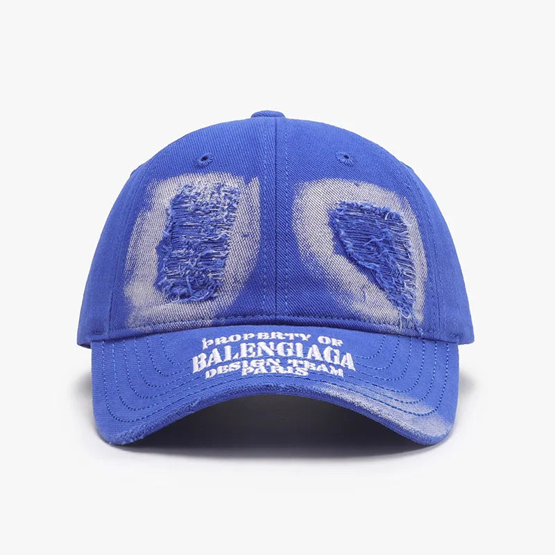 Distressed Cotton Baseball Cap.