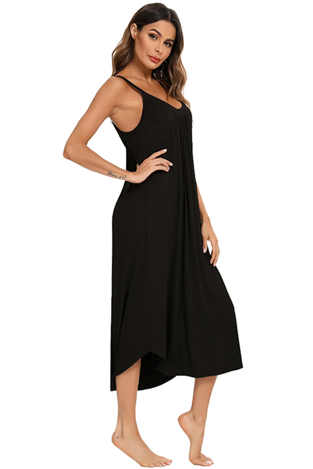 V-Neck Midi Lounge Dress.