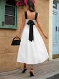 Sweetheart Neck Wide Strap Midi Dress.