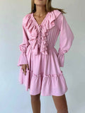 Ruffle Flounce Sleeve Mini Dress.