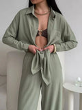Button Up Long Sleeve Shirt and Pants Set.