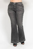 Judy Blue Plus Size Mid Rise Tummy Control Flare Jeans - Gray.