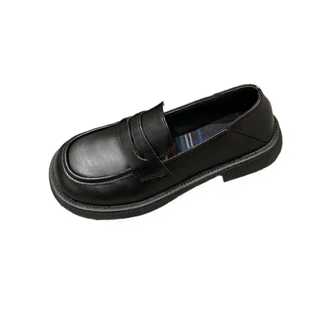 Round Toe Leather Loafers.
