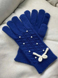 Thermal Pearl Detail Bow Five-Finger Gloves.