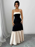 Two-Tone Spaghetti Strap Maxi Dress.