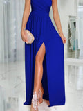 One-Shoulder High Slit Dress.