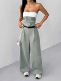 Strapless Color Block Wide Leg Jumpsuit.