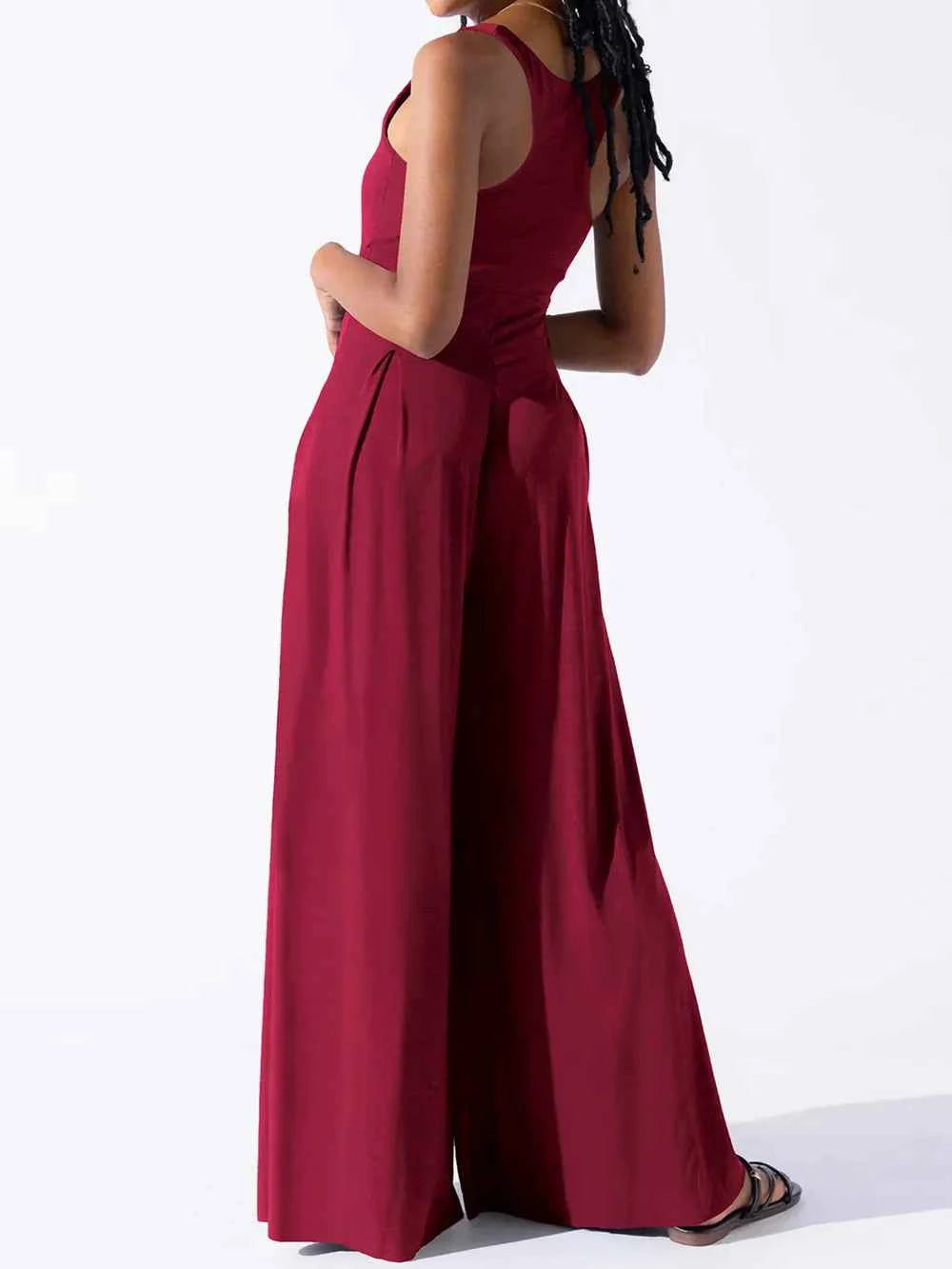 Square Neck Wide Strap Jumpsuit.