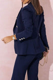 Plus Size Full Size Lapel Collar Blazer and Pants Set - EBYNN